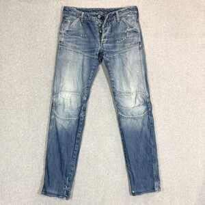 G Star RAW Jeans Men 33x33 5620 3D Low Tapered Linen Blend Distressed Italy